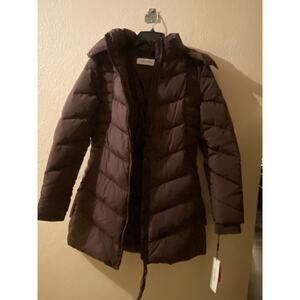 Calvin Klein Hooded Puffer Jacket Purple Women's With Tag's
